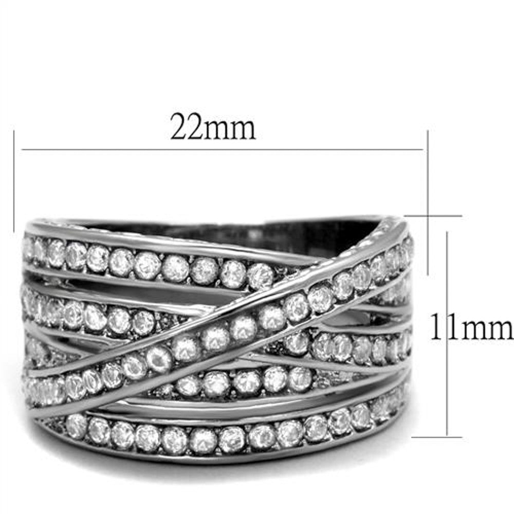 ARTK2096 Stainless Steel Women's Round Cut Cubic Zirconia Anniversary Ring Size 5-10