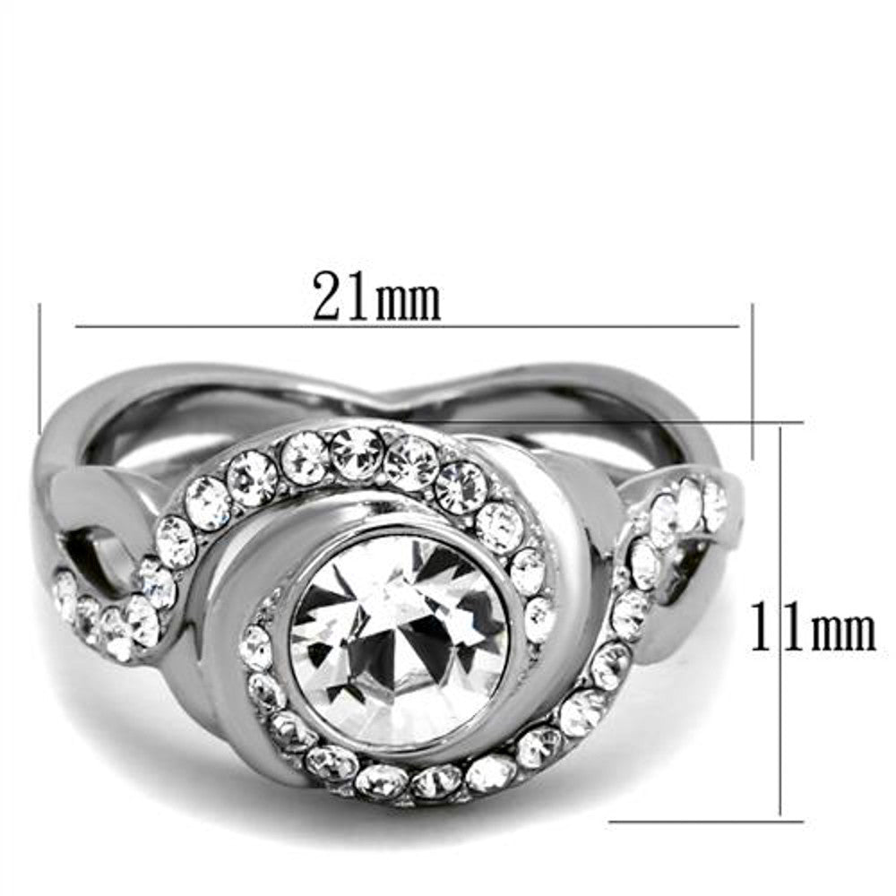 ARTK2111 Stainless Steel 2.18 Ct Round Cut Crystal Engagement Ring Women's Size 5-10