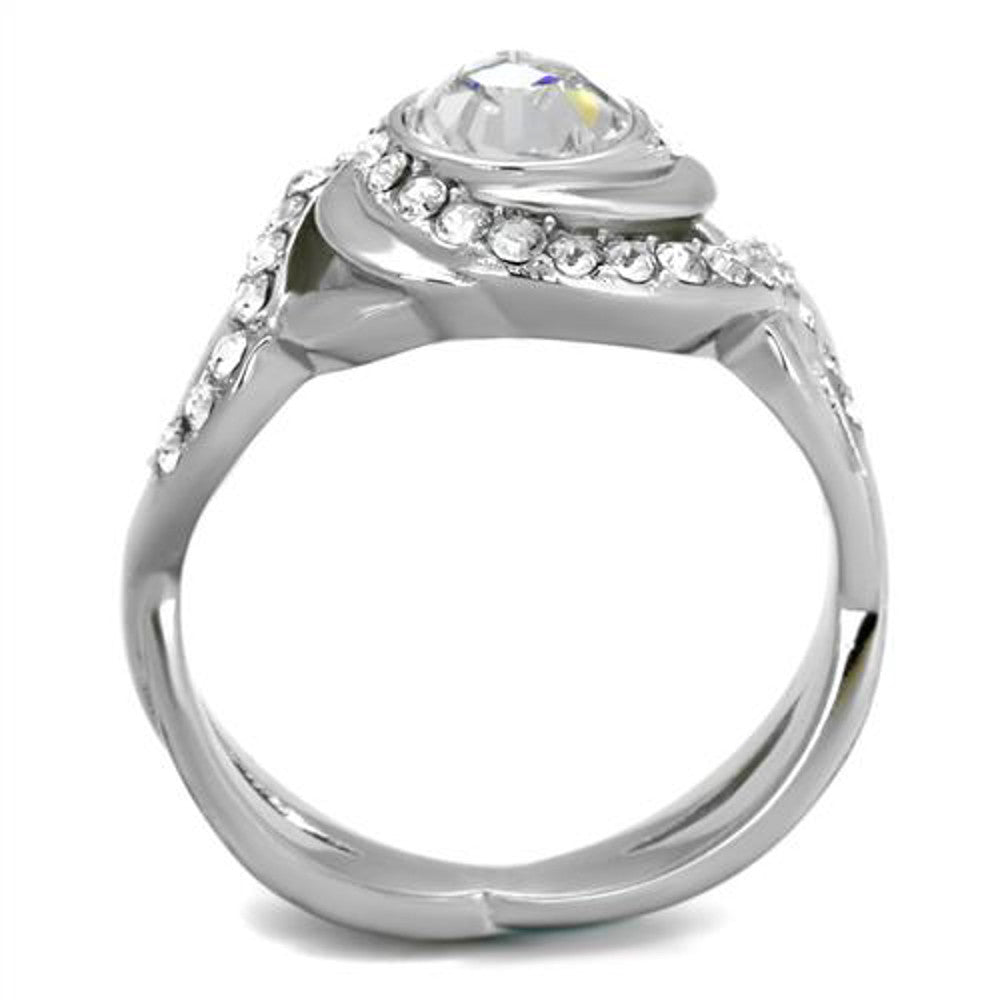 ARTK2111 Stainless Steel 2.18 Ct Round Cut Crystal Engagement Ring Women's Size 5-10