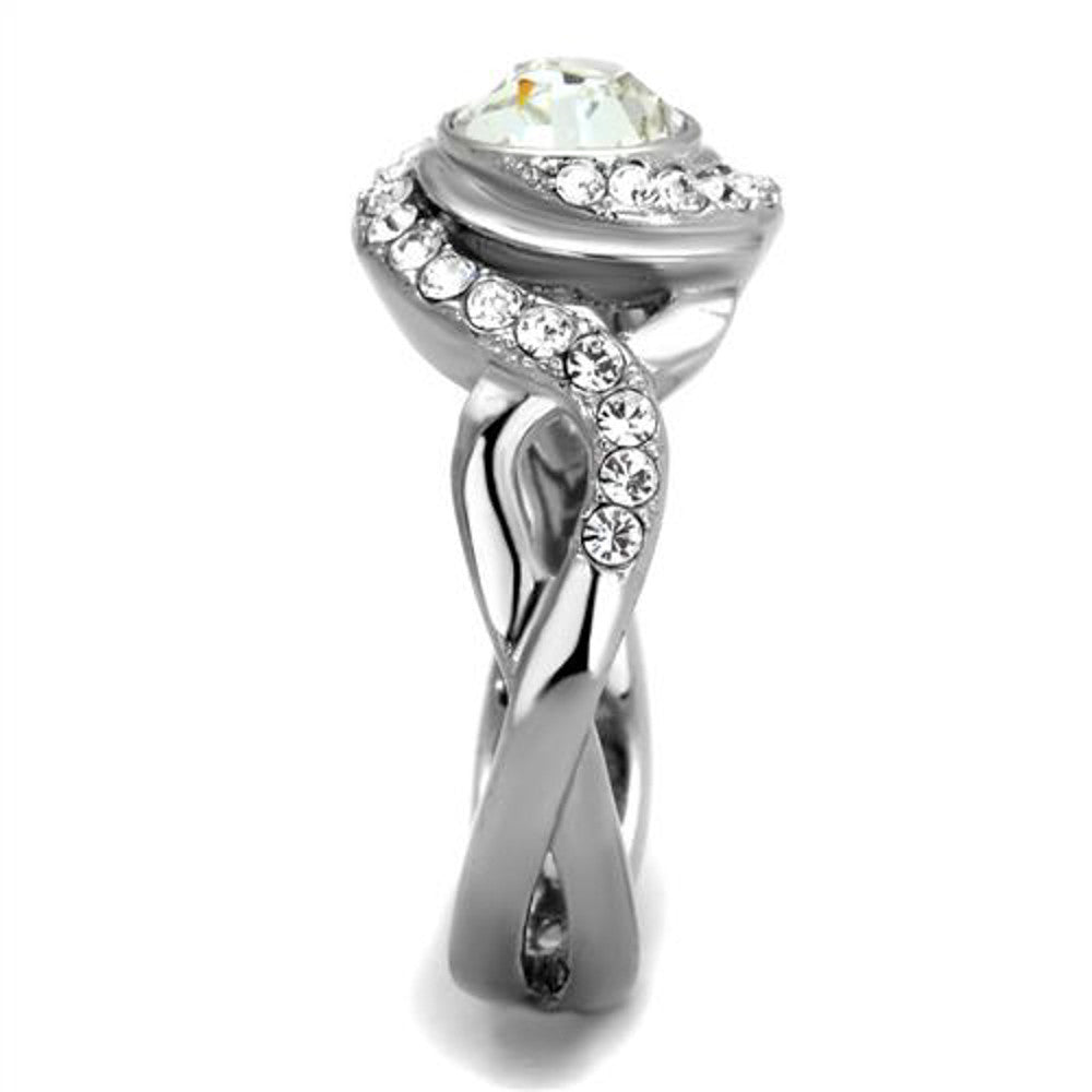 ARTK2111 Stainless Steel 2.18 Ct Round Cut Crystal Engagement Ring Women's Size 5-10