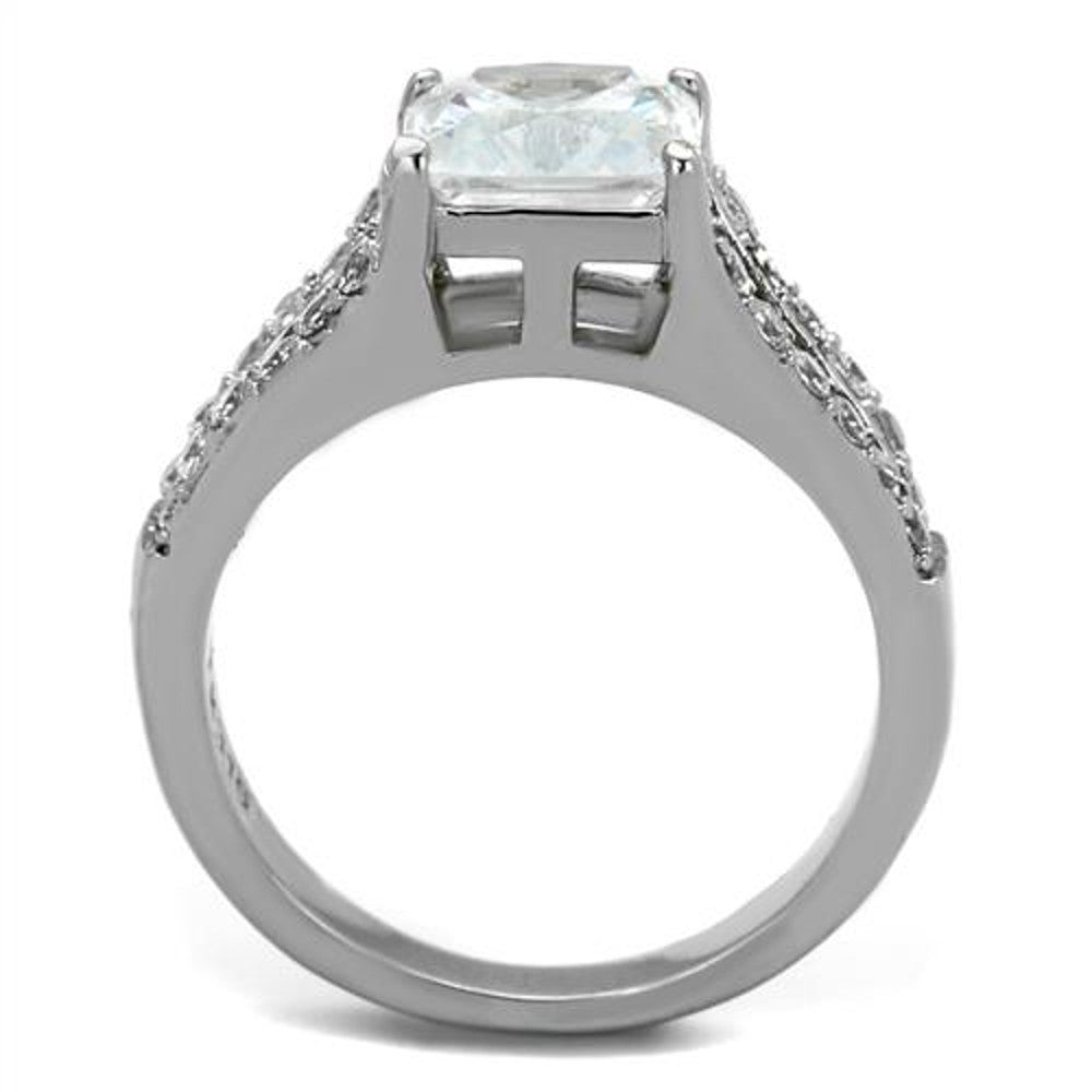 ARTK2112 Stainless Steel 2.75 Ct Princess Cut AAA Zirconia Engagement Ring Women's Sz 5-10