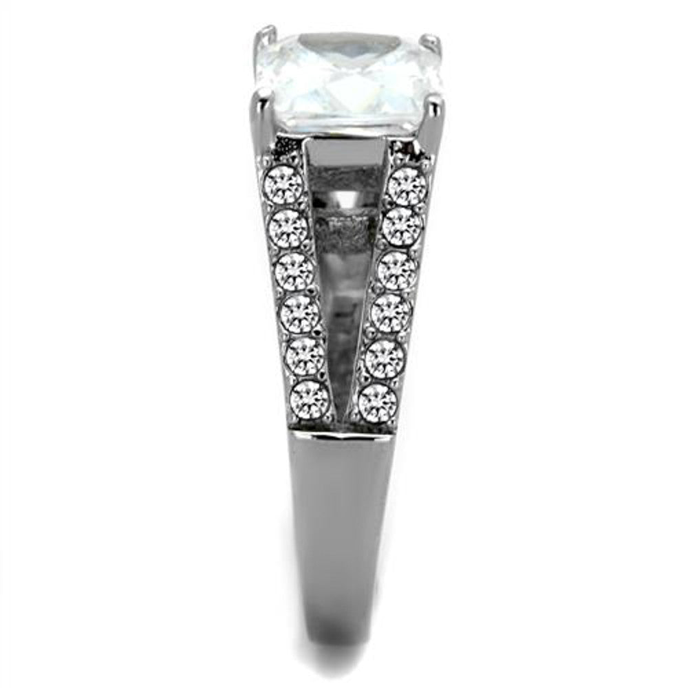 ARTK2112 Stainless Steel 2.75 Ct Princess Cut AAA Zirconia Engagement Ring Women's Sz 5-10