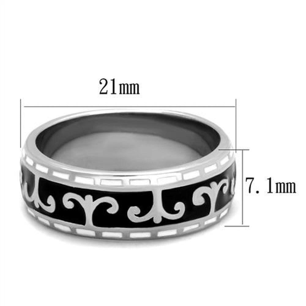 ARTK2154 Women's Stainless Steel 316 Black & White Epoxy Celtic Wedding Band Ring Sz 5-10