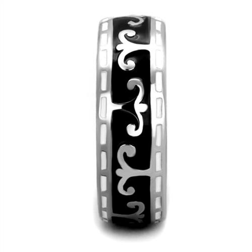 ARTK2154 Women's Stainless Steel 316 Black & White Epoxy Celtic Wedding Band Ring Sz 5-10