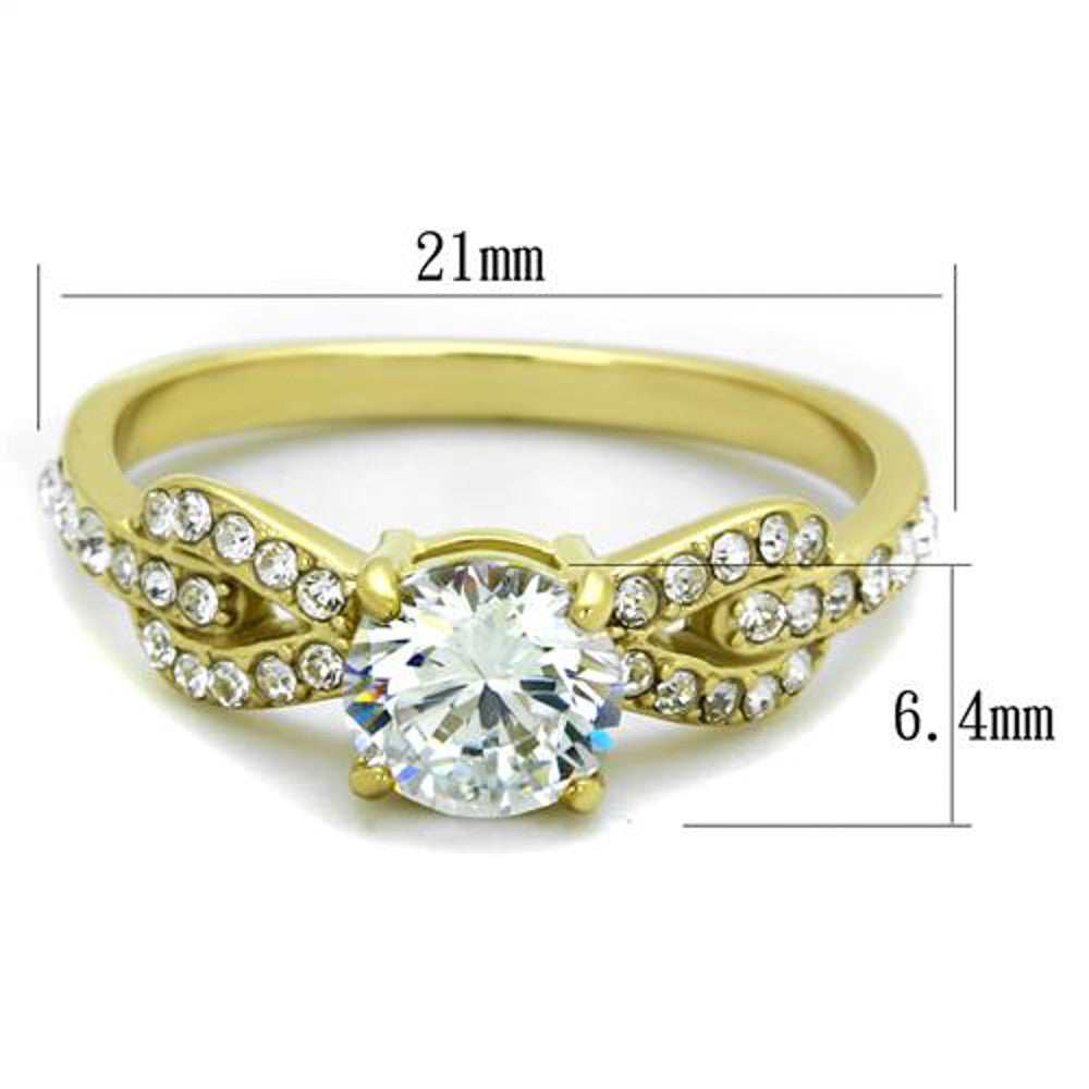 ARTK2168 Stainless Steel 1.19ct CZ 14k Gold Plated Bow Tie Engagement Ring Womens Sz 5-10