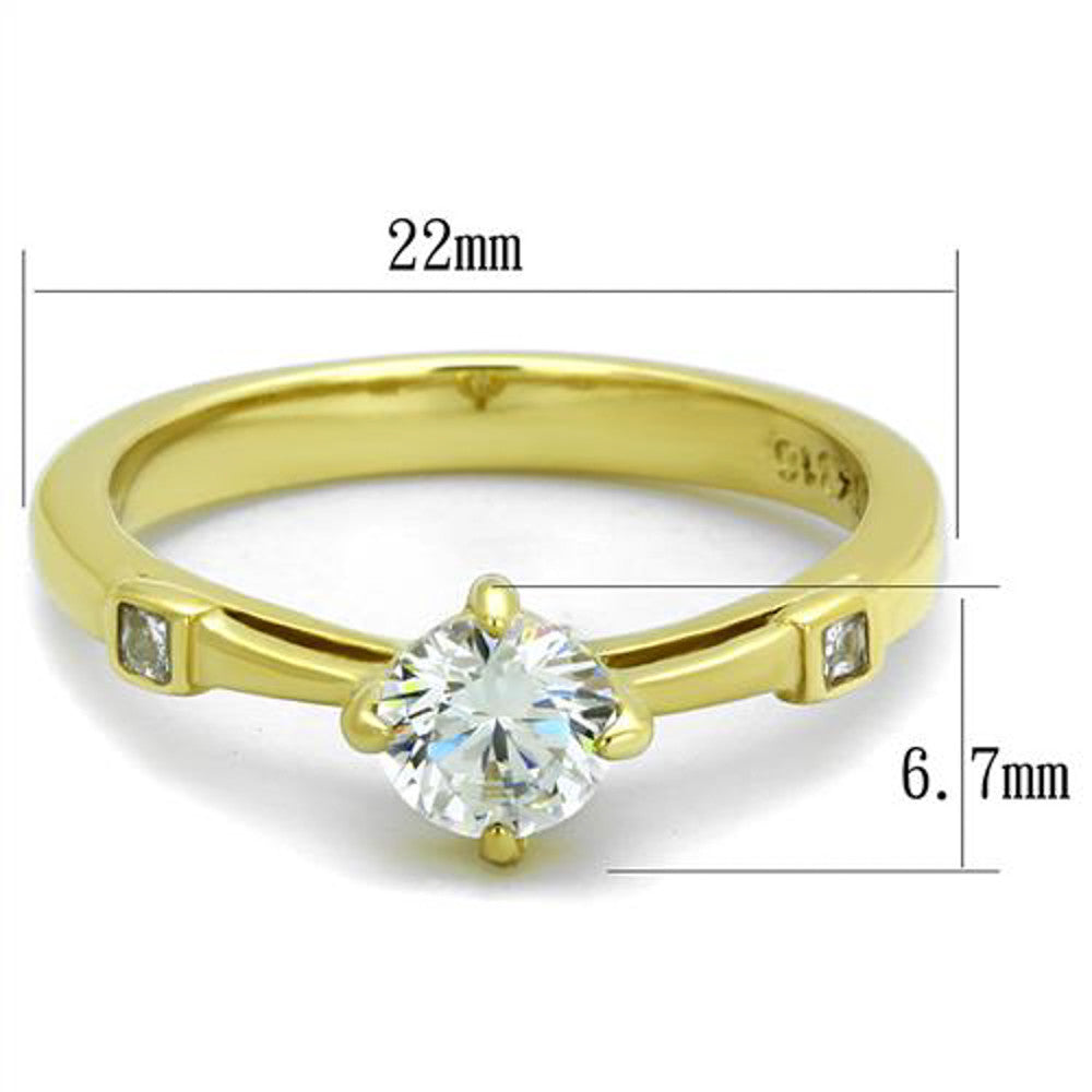 ARTK2170 Stainless Steel .69Ct Round Cut Cz 14K Gold Plated Engagement Ring Women's Sz 5-10