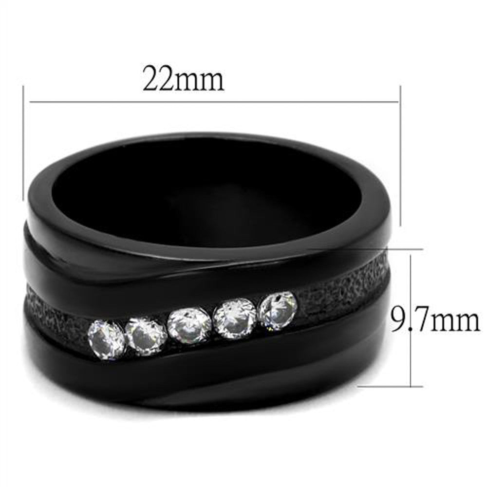 ARTK2210 Stainless Steel Black Ion Plated Cubic Zirconia Fashion Ring Band Womens Sz 5-10