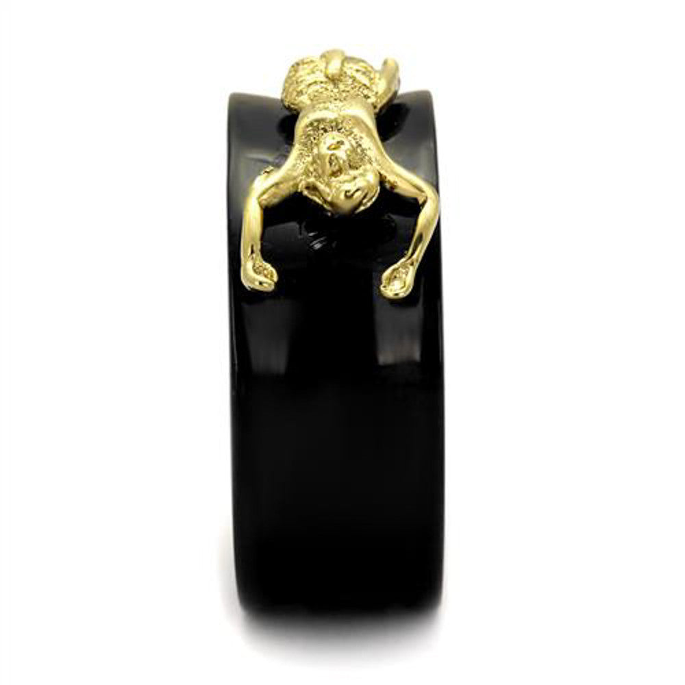 ARTK2240 Stainless Steel Black & Gold Plated Jesus Christ Ring Religious Band Men's 8-13