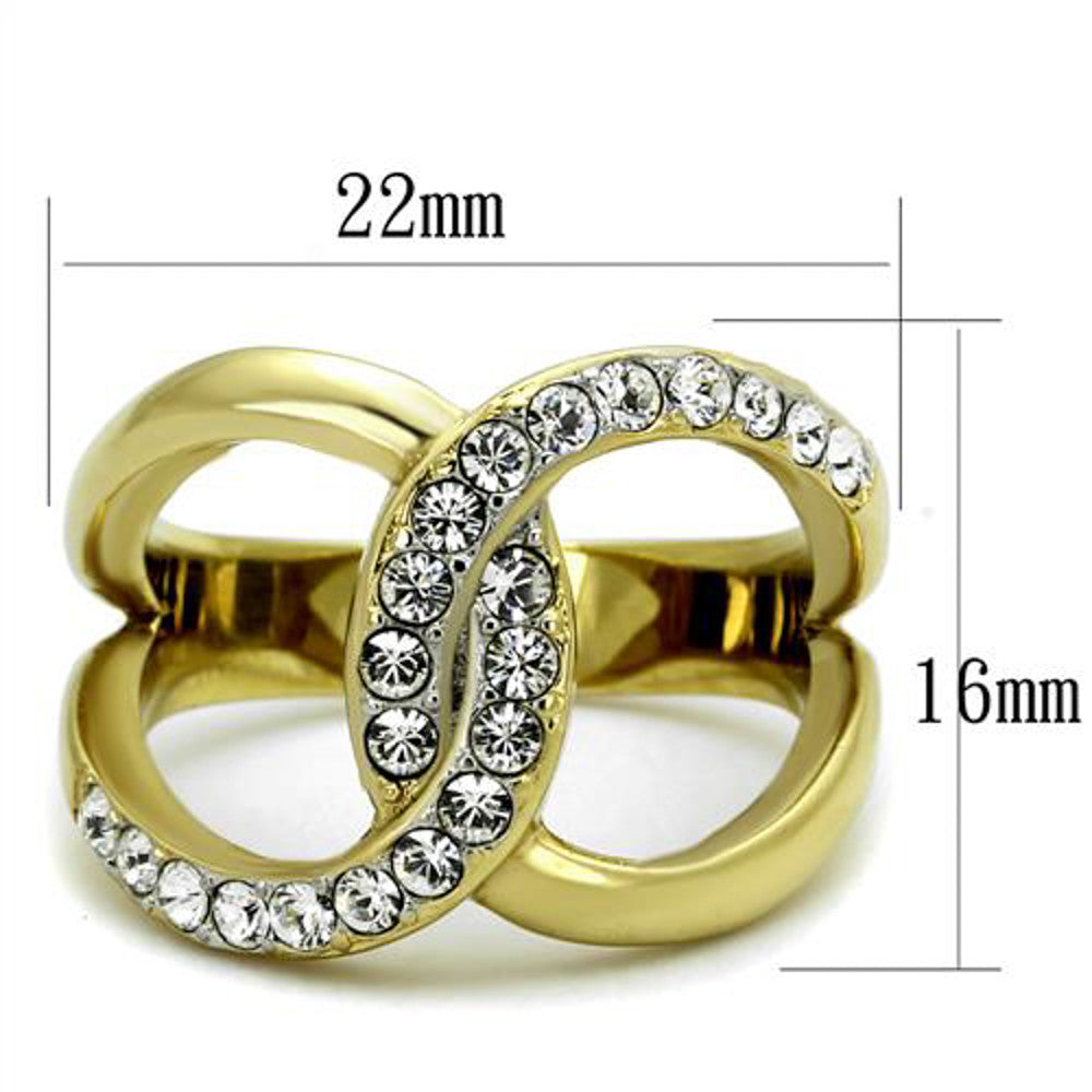 ARTK2253 Stainless Steel 14k Gold Plated Crystal Infinity Fashion Ring Women's Size 5-10