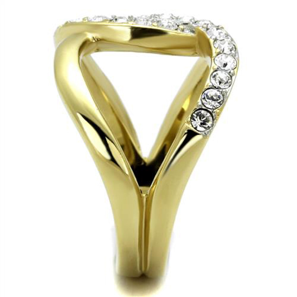 ARTK2253 Stainless Steel 14k Gold Plated Crystal Infinity Fashion Ring Women's Size 5-10