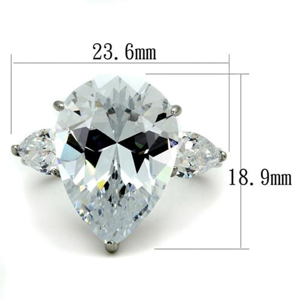 ARTK2256 Stainless Steel Womens 11.83Ct Pear Shape Cubic Zirconia Engagement Ring Sz 5-10