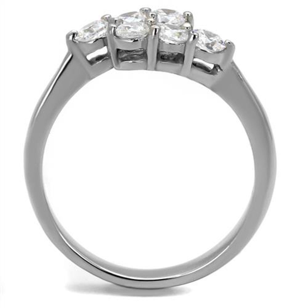 ARTK2259 Stainless Steel .66 Ct Round Cut Zirconia Promise/Cuff Ring Women's Size 5-10