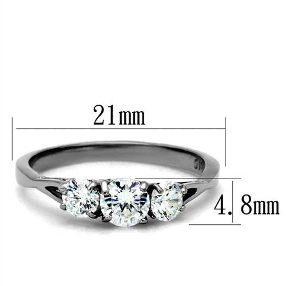 ARTK2260 Stainless Steel Women's Three Stone .96 Ct Zirconia Anniversary Ring Size 5-10