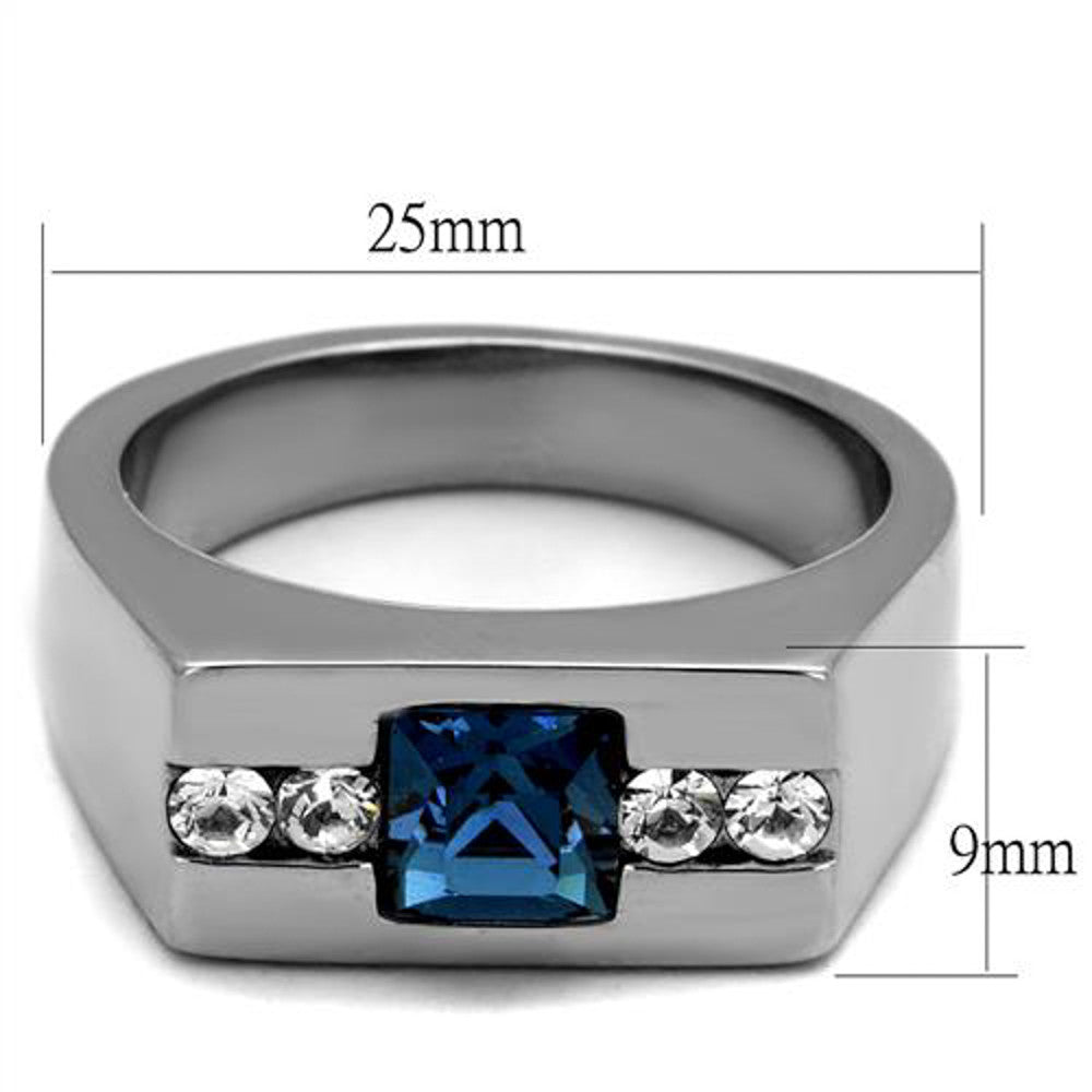 ARTK2307 Stainless Steel 1.68Ct Montana Princess Cut Simulated Diamond Ring Men's Sz 8-13