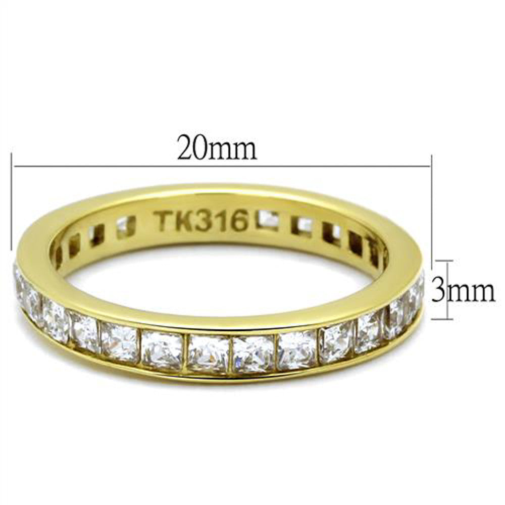 ARTK2344G Stainless Steel Womens 14k GP Princess Cut CZ Anniversary Wedding Ring Size 5-12