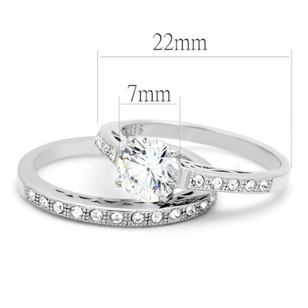 Stainless Steel 1.39 Ct Round Cut AAA Cz Wedding Band Ring Set Women's Size 5-10