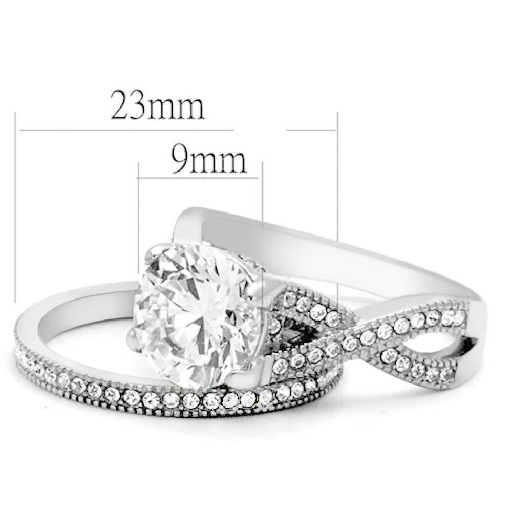 ARTK2478 Stainless Steel 3.3 Ct Round Cut Cz Wedding & Eternity Ring Set Womens Size 5-10