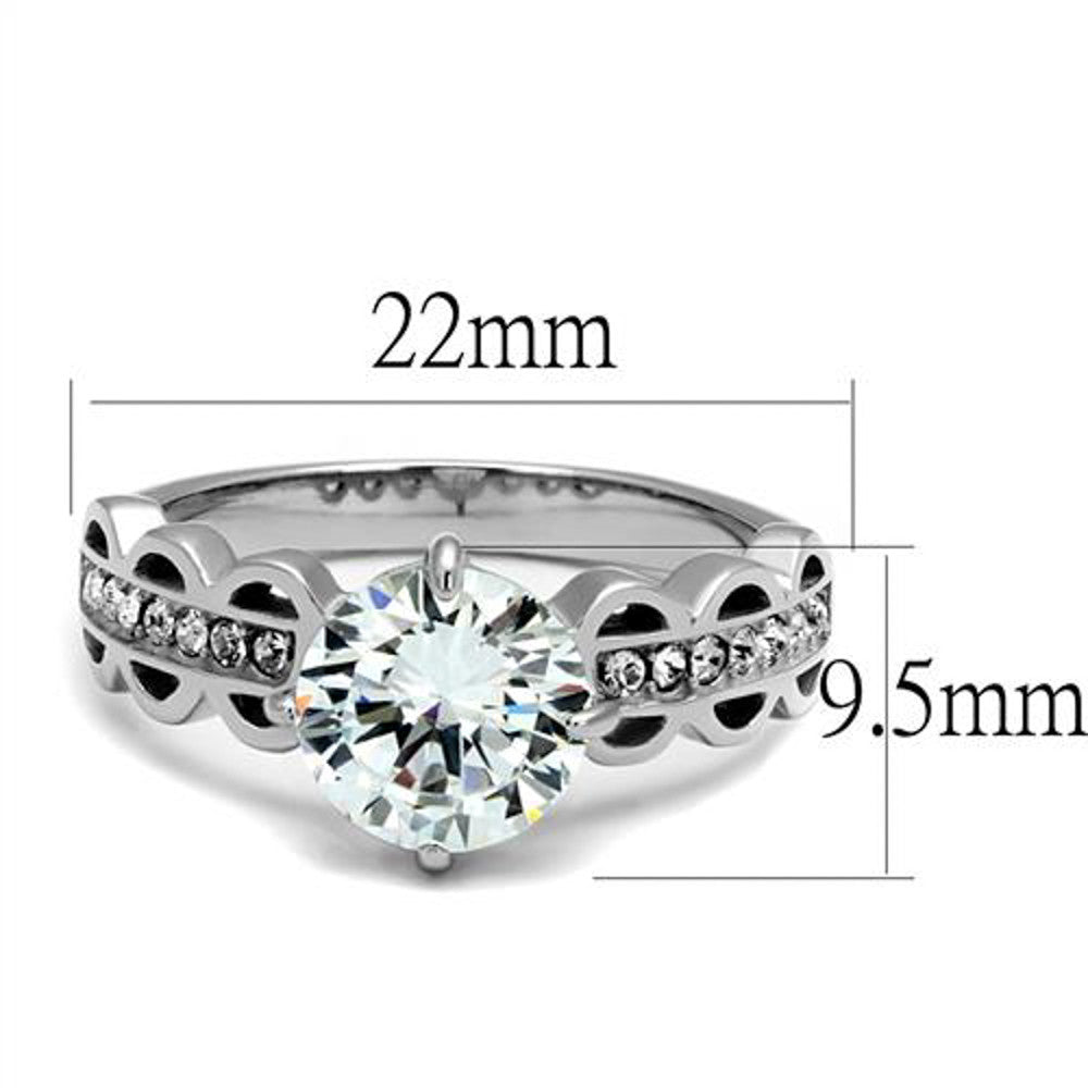 ARTK2658 Stainless Steel 2.11 Ct Round Cut Zirconia Engagement Ring Women's Size 5-10