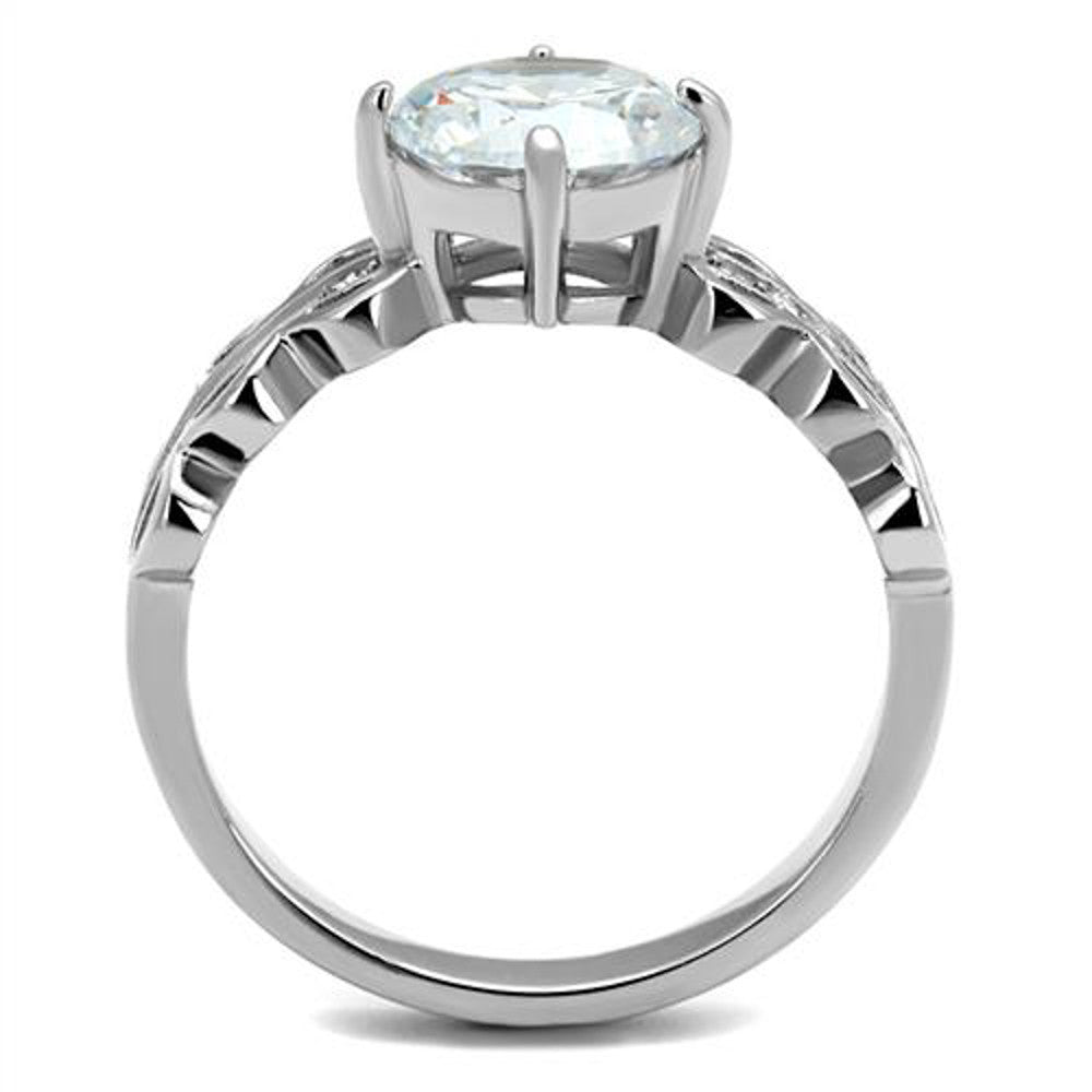 ARTK2658 Stainless Steel 2.11 Ct Round Cut Zirconia Engagement Ring Women's Size 5-10