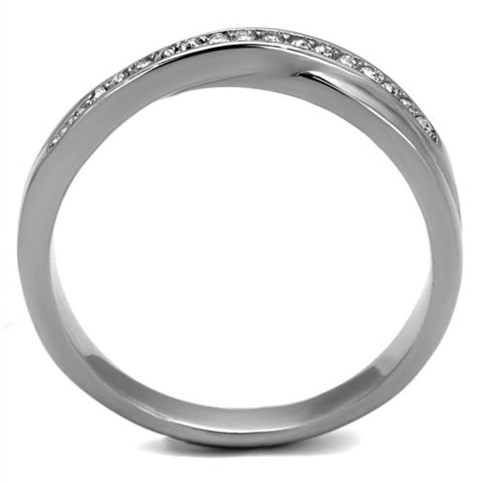 ARTK2684 High Polished Stainless Steel Top Grade Crystal Fashion Ring Women's Size 5-10