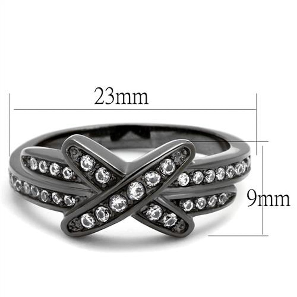 ARTK2689 Light Black Stainless Steel AAA Grade Cubic Zirconia Fashion Ring Womens Sz 5-10