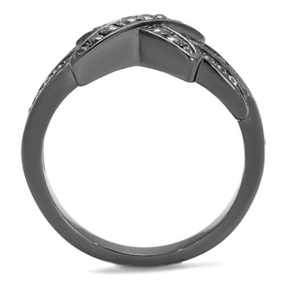 ARTK2689 Light Black Stainless Steel AAA Grade Cubic Zirconia Fashion Ring Womens Sz 5-10