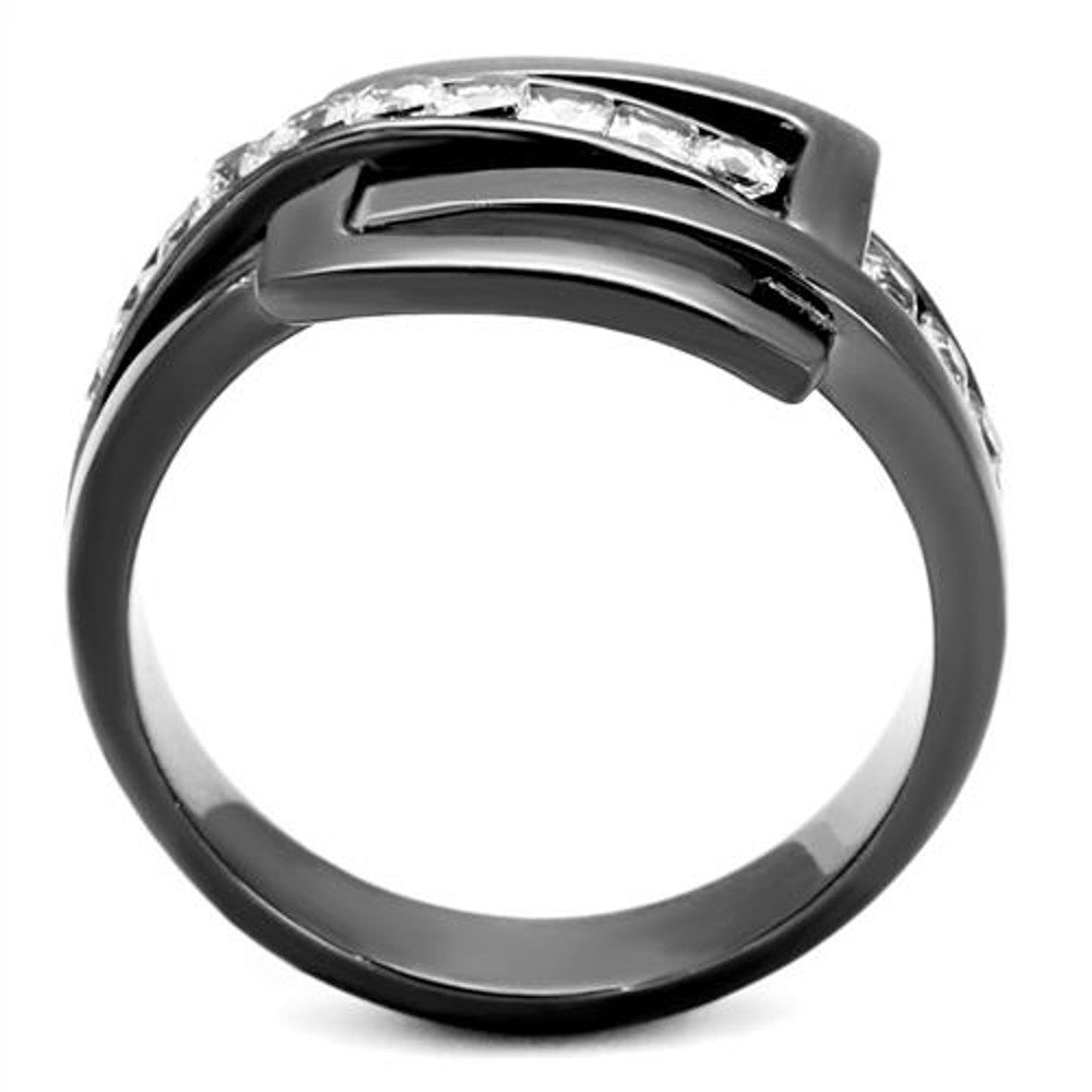 ARTK2690 Light Black Stainless Steel 1.04 Ct Princess Cut Fashion Ring Women's Size 5-10