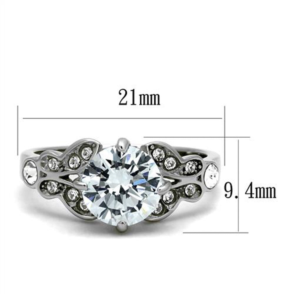 ARTK2767 Stainless Steel 2.25 Ct Round Cut Zirconia Engagement Ring Women's Size 5-10