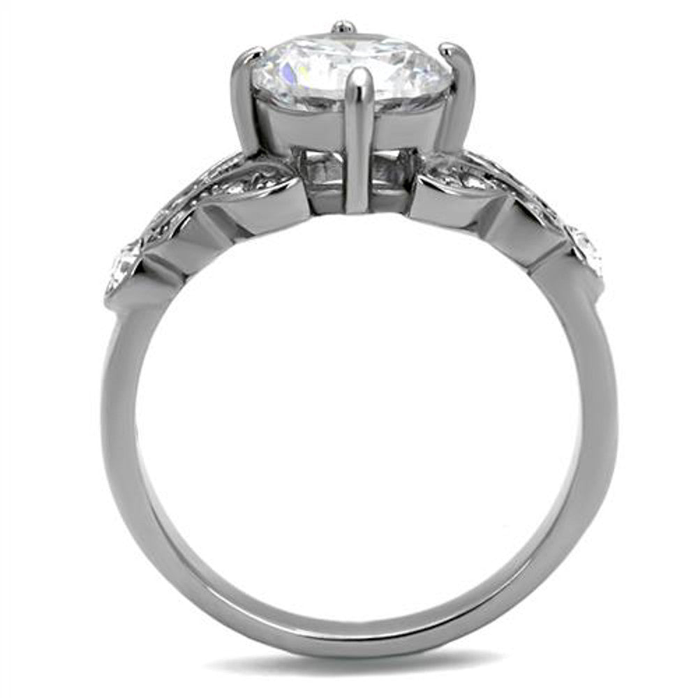 ARTK2767 Stainless Steel 2.25 Ct Round Cut Zirconia Engagement Ring Women's Size 5-10