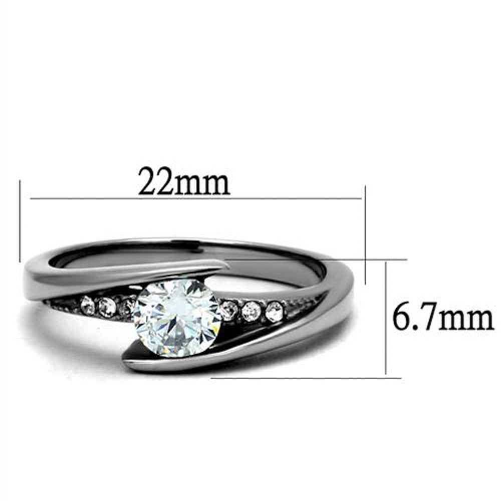 ARTK2833 Stainless Steel .87 Ct Round Cut Cubic Zirconia, Engagement Ring Women's Sz 5-10