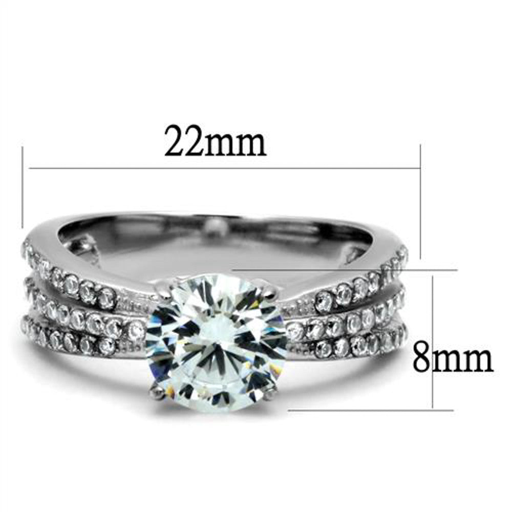 ARTK2862 Women's 2.22 Ct Round Cut Zirconia Stainless Steel Engagement Ring Size 5-10