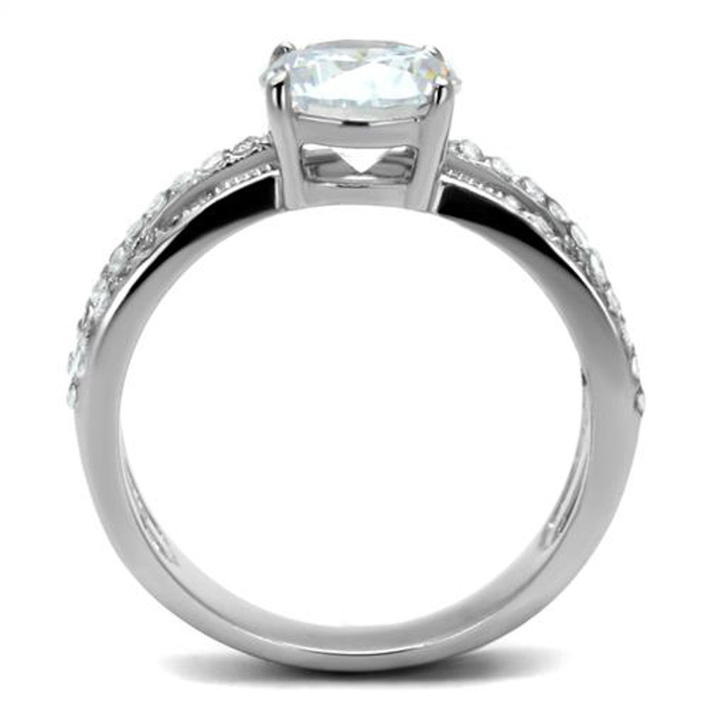 ARTK2862 Women's 2.22 Ct Round Cut Zirconia Stainless Steel Engagement Ring Size 5-10