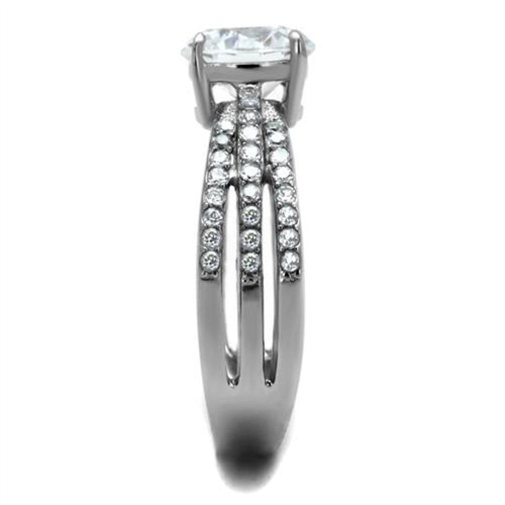 ARTK2862 Women's 2.22 Ct Round Cut Zirconia Stainless Steel Engagement Ring Size 5-10