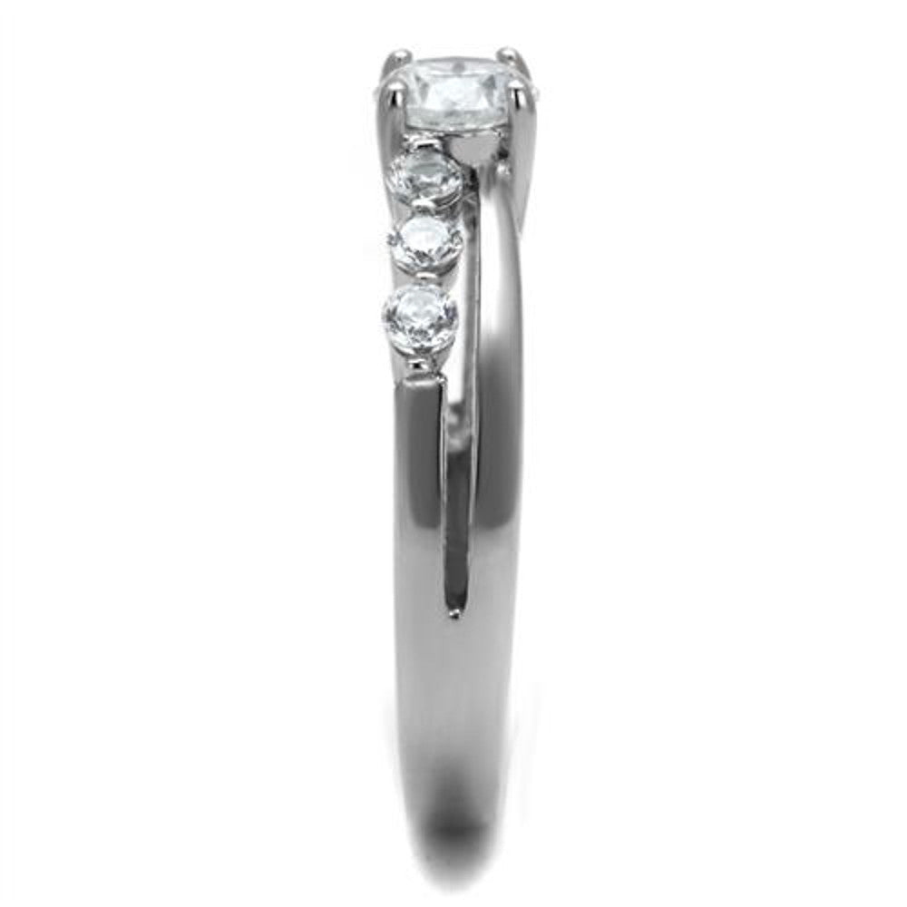 ARTK2865 Stainless Steel .64 Ct Round Cut Cubic Zirconia, Engagement Ring Women's Sz 5-10