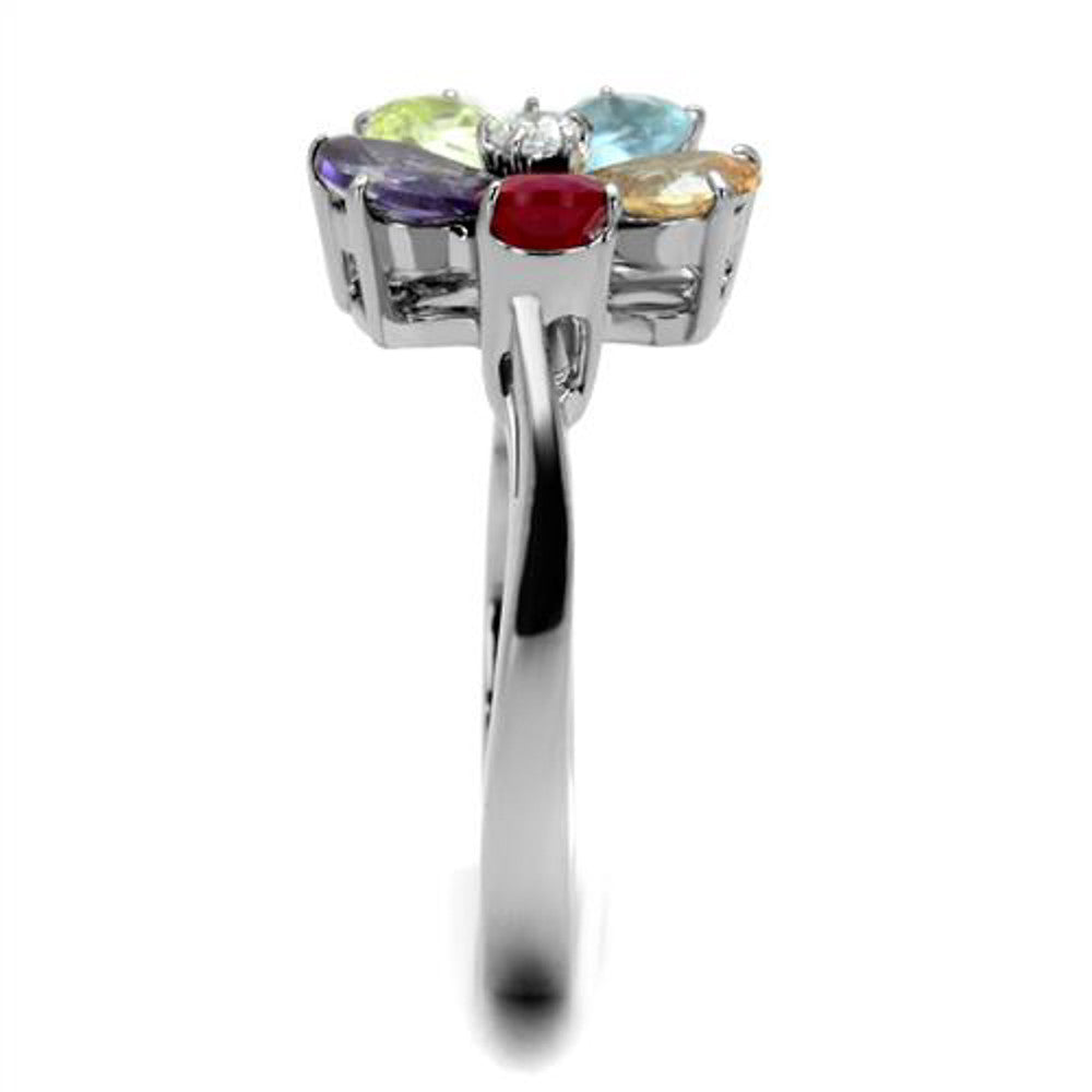 ARTK2867 Stainless Steel 1.86 Ct Mulit Color Cubic Zirconia Cocktail Ring Women's Sz 5-10