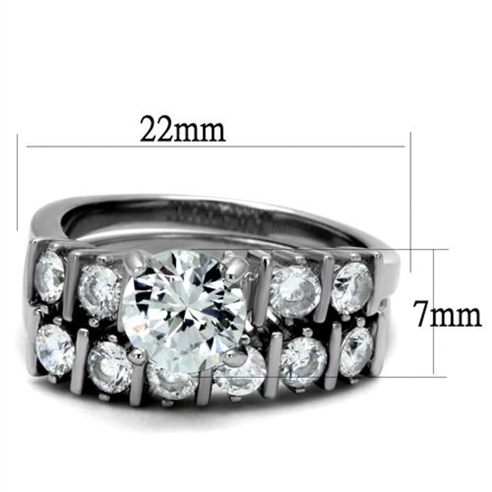 ARTK2869 Stainless Steel 2.38 Ct Round Cut Cz Women's Engagement Wedding Ring Band Set