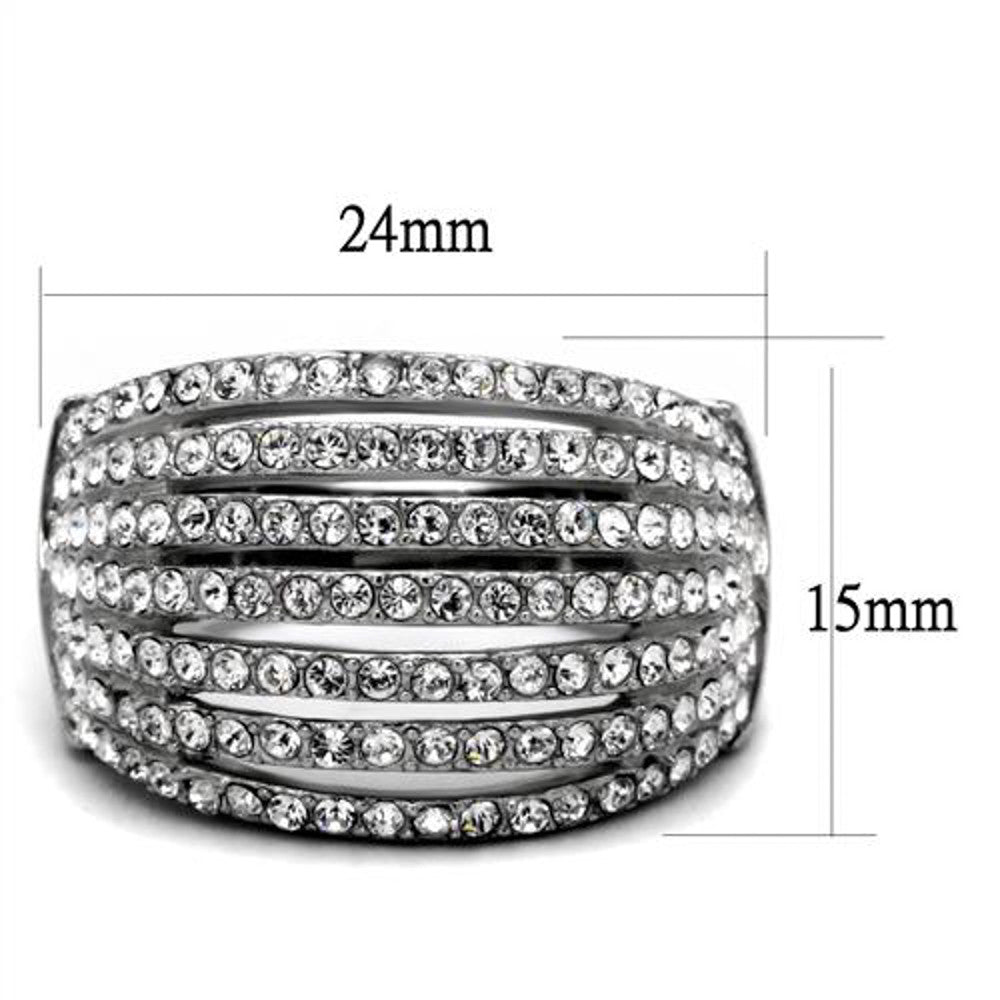 ARTK2901  Stainless Steel High Polished Crystal Cocktail Fashion Ring Women's Size 5-10