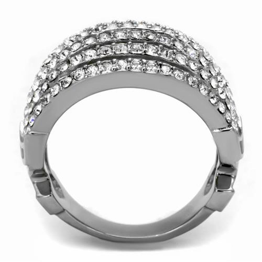 ARTK2901  Stainless Steel High Polished Crystal Cocktail Fashion Ring Women's Size 5-10