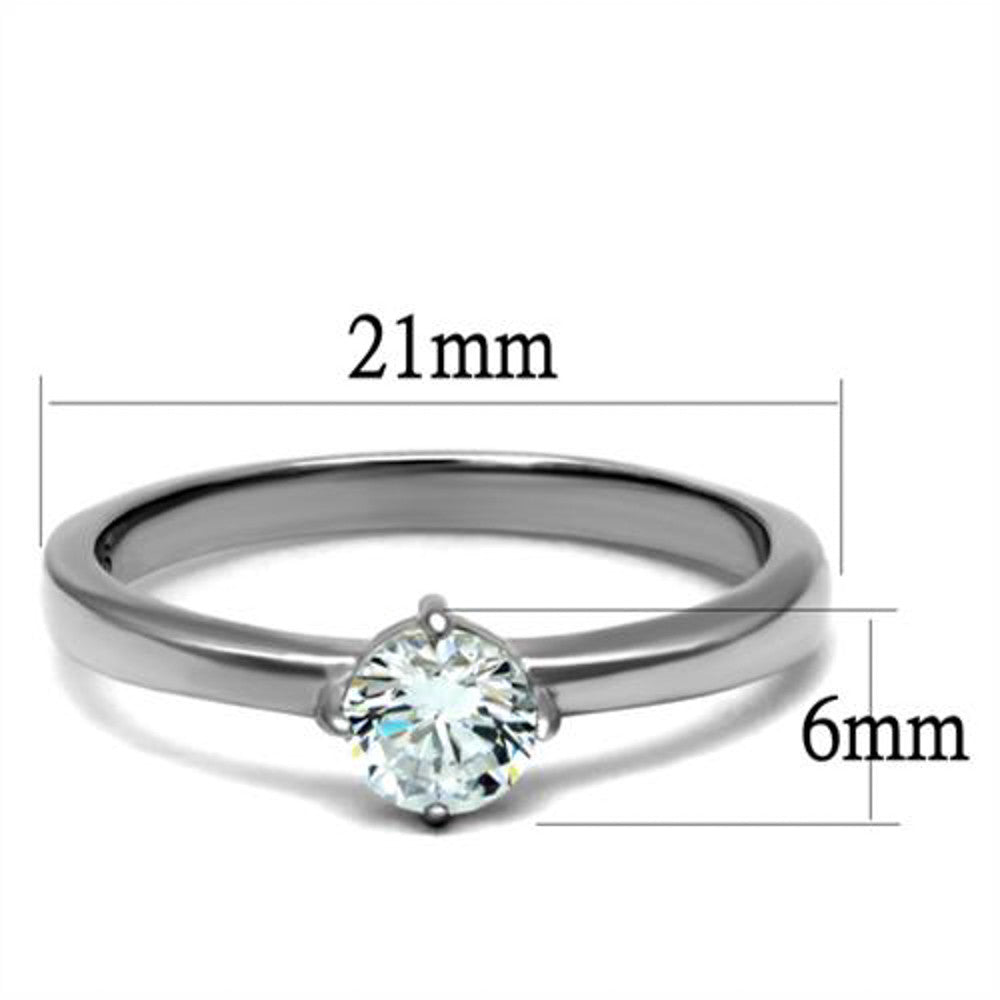 ARTK2903 Stainless Steel .46 Ct Solitaire Cubic Zirconia, Engagement Ring Women's Sz 5-10