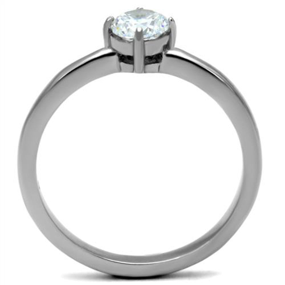 ARTK2903 Stainless Steel .46 Ct Solitaire Cubic Zirconia, Engagement Ring Women's Sz 5-10