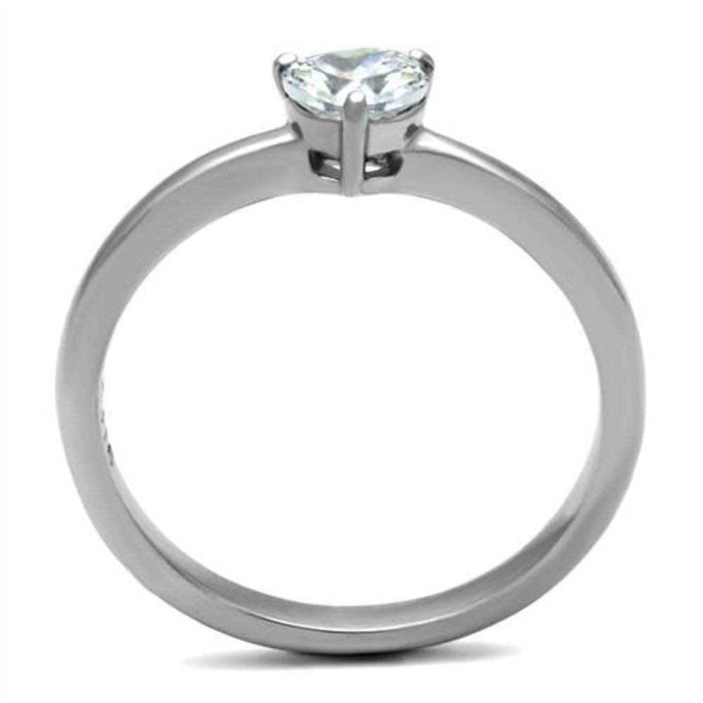 ARTK2904 Stainless Steel .44 Ct Heart Solitaire Zirconia, Engagement Ring Women's Sz 5-10