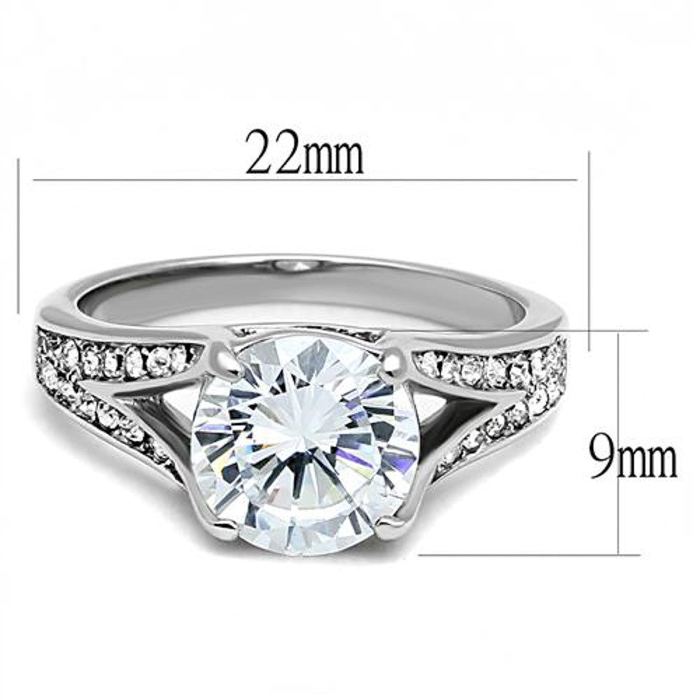 ARTK3020 Women's 3.17 Ct Round Cut Zirconia Stainless Steel Engagement Ring Size 5-10