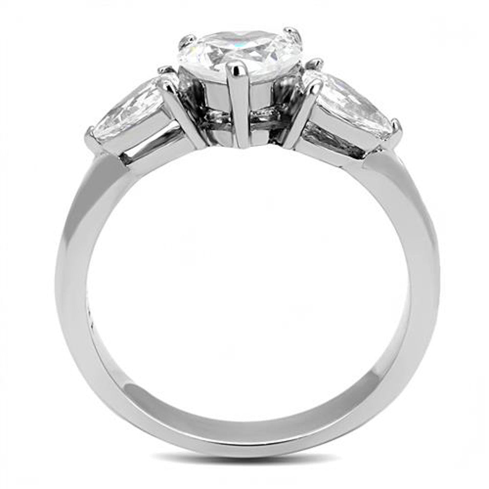 ARTK3138 1.91 Ct Heart & Pear Shape Cz Stainless Steel Engagement Ring Women's Size 5-10