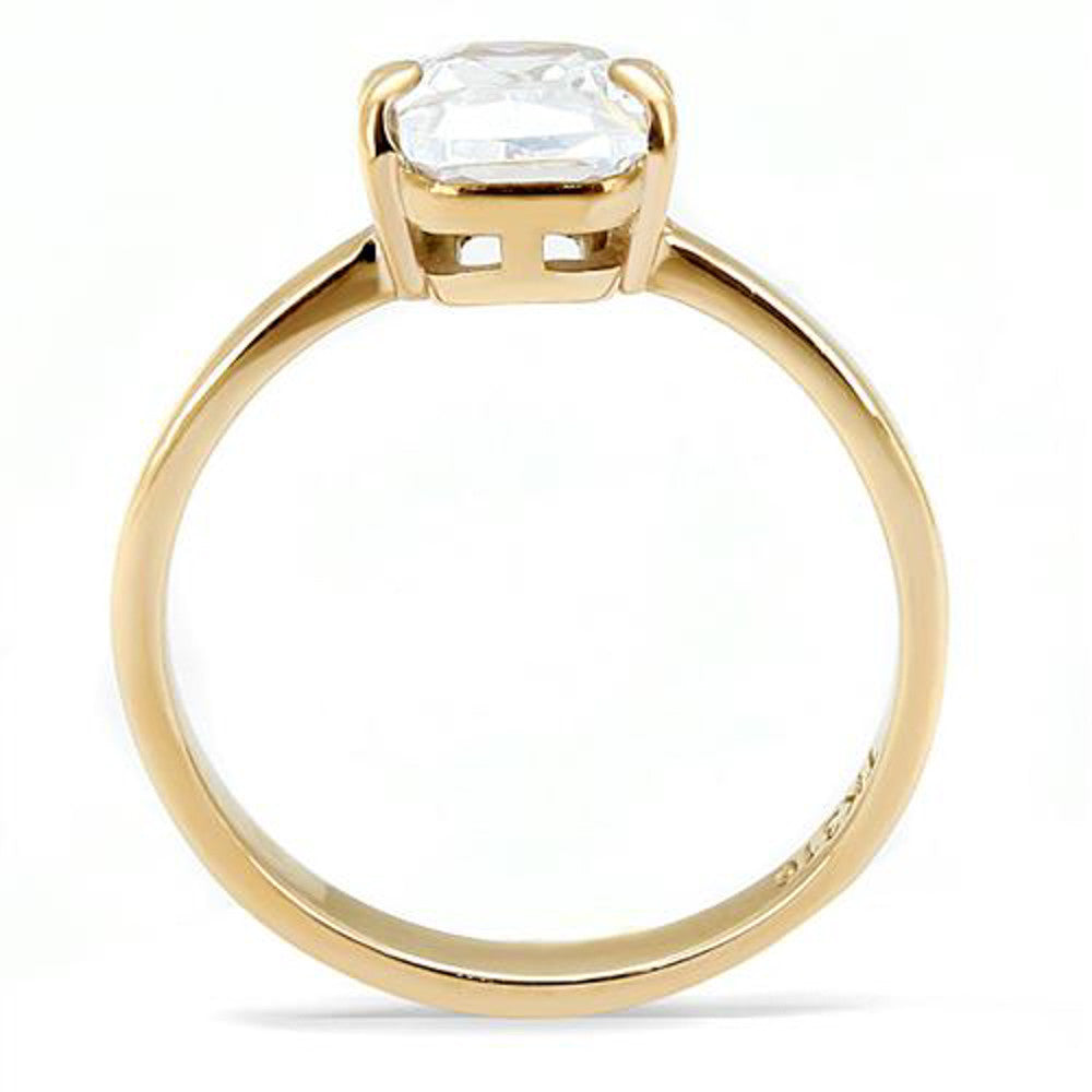 ARTK3179 Womens 1.74Ct Emerald Cut Solitaire Cz Rose Gold Stainless Steel Engagement Ring