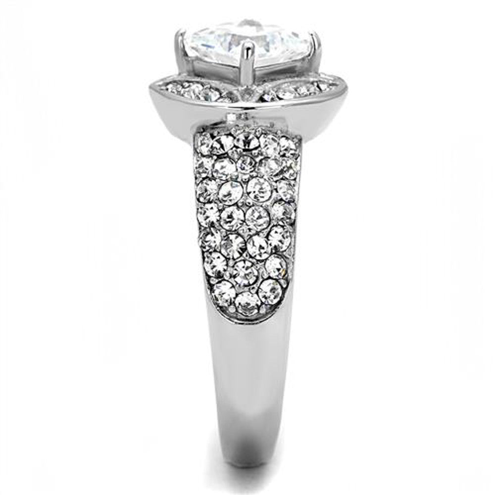 ARTK3206 Women's 1.96 Ct Princess Cut Zirconia Stainless Steel Engagement Ring Size 5-10