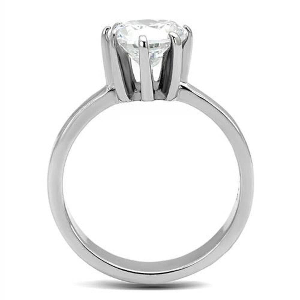 ARTK3208 Women's 2.04 Ct Round Solitaire Zirconia Stainless Steel Engagement Ring Sz 5-10