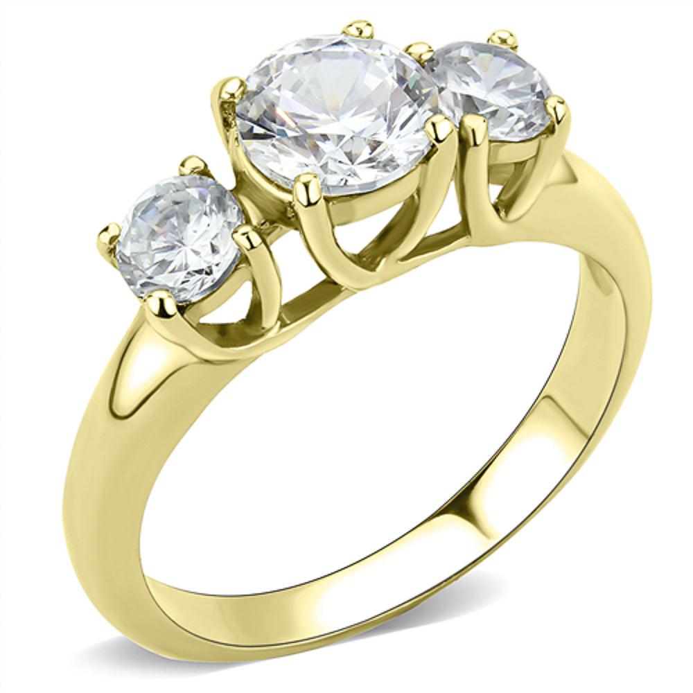 Women's Stainless Steel Gold Plated Anniversary Engagement Ring Size 5-10
