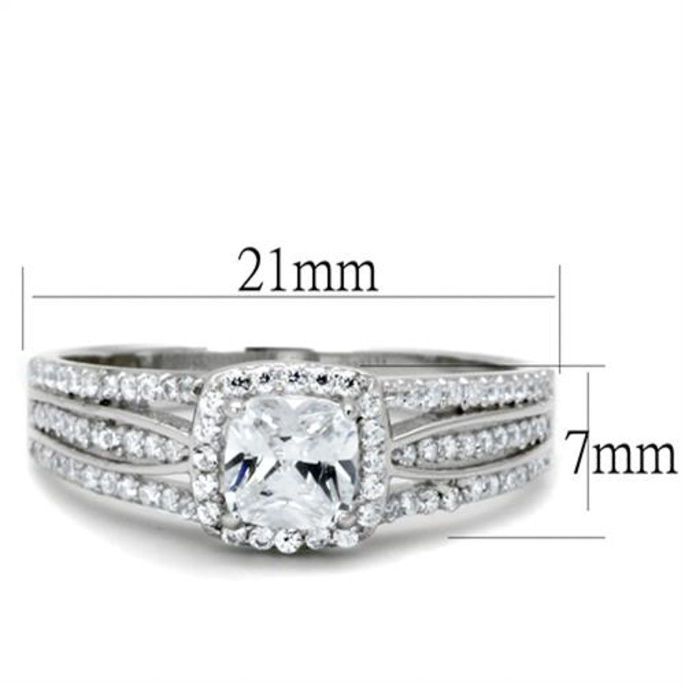 ARTS454 Women's .925 Sterling Silver Rhodium Plated .66Ct Cushion Cut Cz Engagement Ring