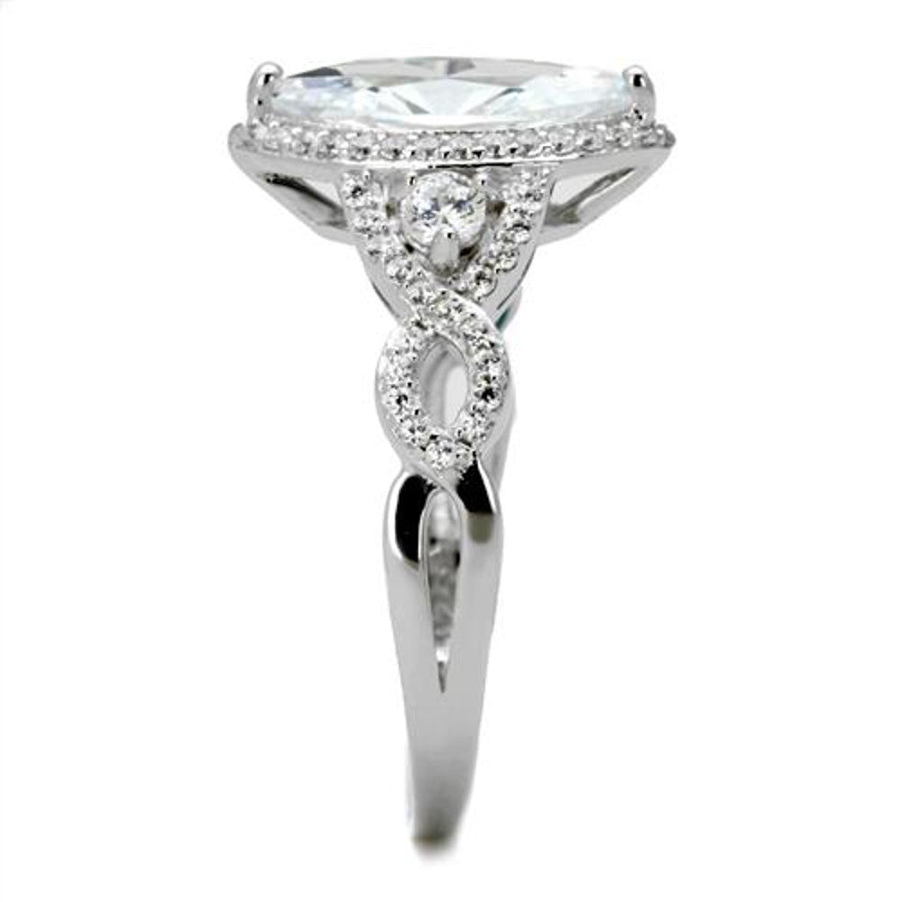 ARTS457 Women's .925 Sterling Silver Rhodium Plated 1.8 Ct Marquise Cz Engagement Ring