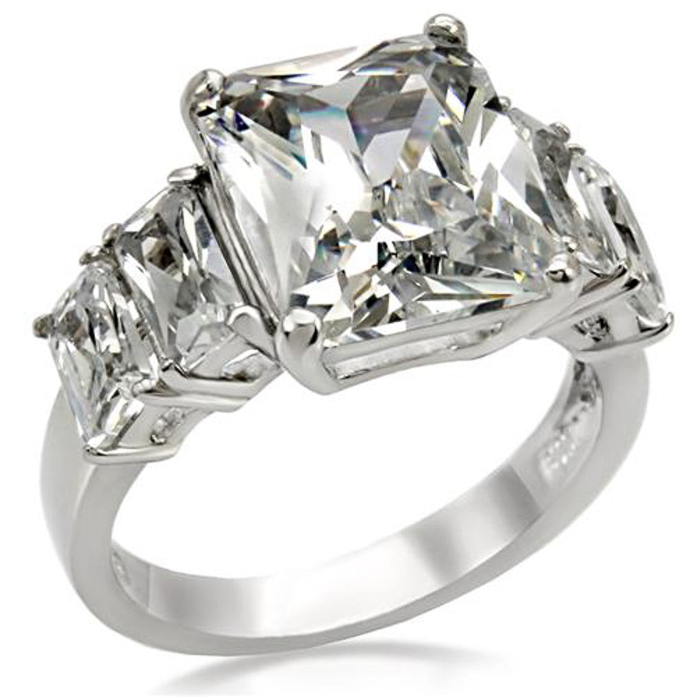 9.50 CT RADIANT CUT ZIRCONIA STAINLESS STEEL ENGAGEMENT RING WOMEN'S SIZE 5-10